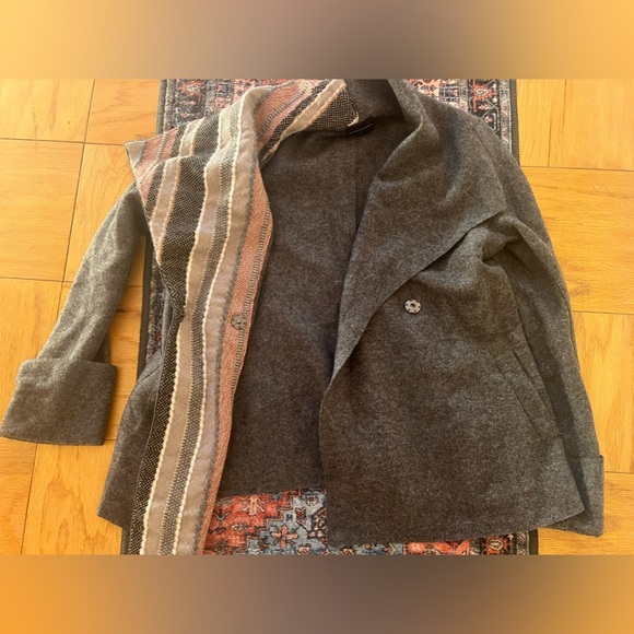 Anntarah Peru sweater jacket button multicolored gray baby alpaca wool medium - Picture 3 of 14